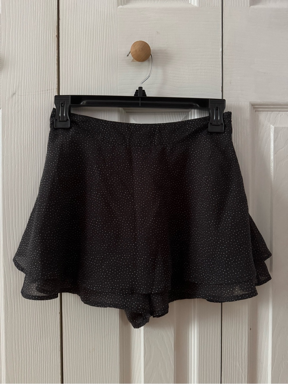 Vintage Forever 21 Black Polka Dot Layered Ruffle Flared Skort